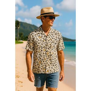 Limited Reyn Spooner Hula Lei Hawaiian Button Up Shirt Top  Mens Size Large